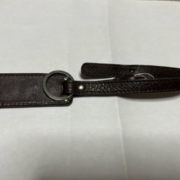 B. Makowsky Silver Metal & Leather Purse Charm Keychain w/Ring Luggage Tag 8.5" - Picture 9 of 14